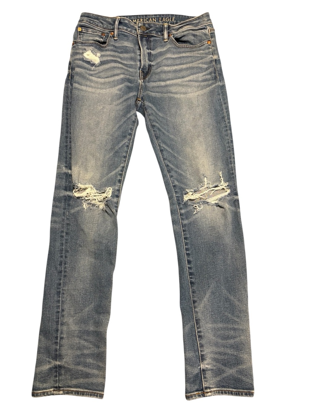 American Eagle Next Level AIRFLEX Distressed Straight Leg Jeans 32x32